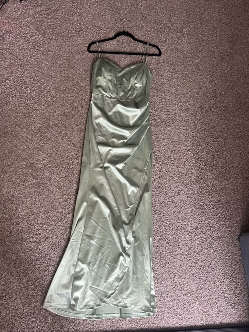 Honey and Rosie Satin Dress in Mint Green